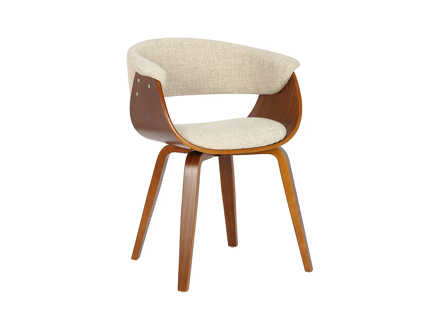 chaise salle à manger - Tissu & Noyer - Crème - Bruce