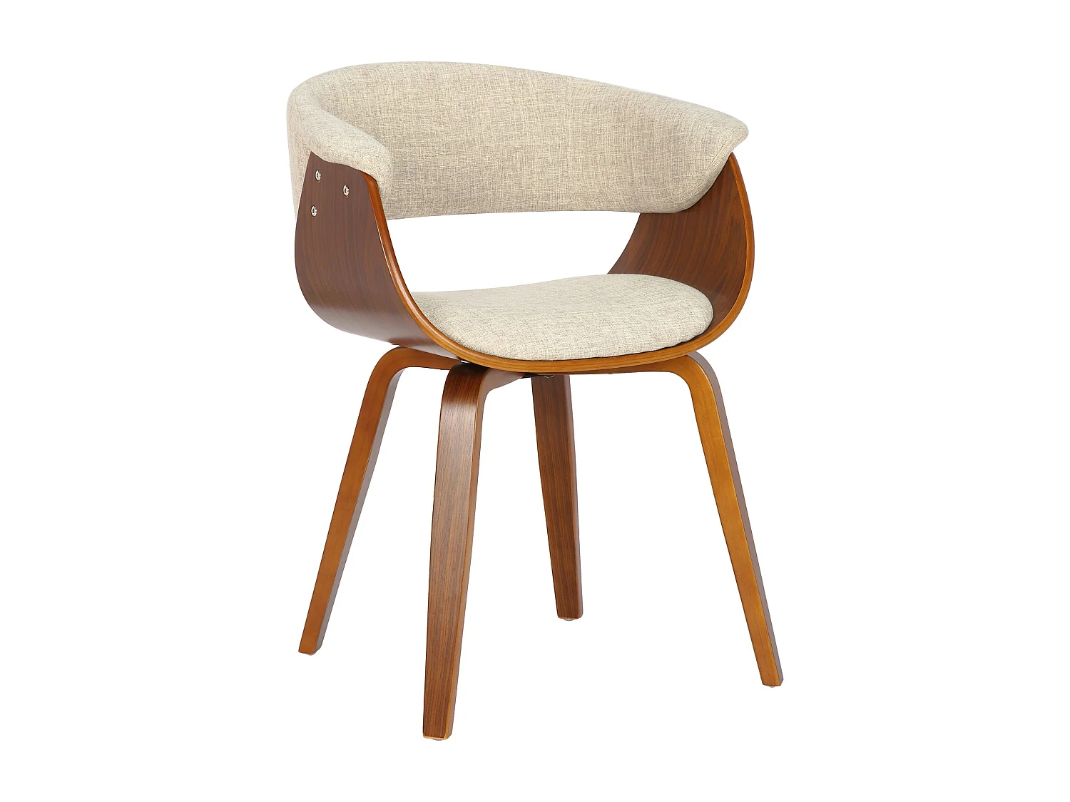 chaise salle à manger - Tissu & Noyer - Crème - Bruce