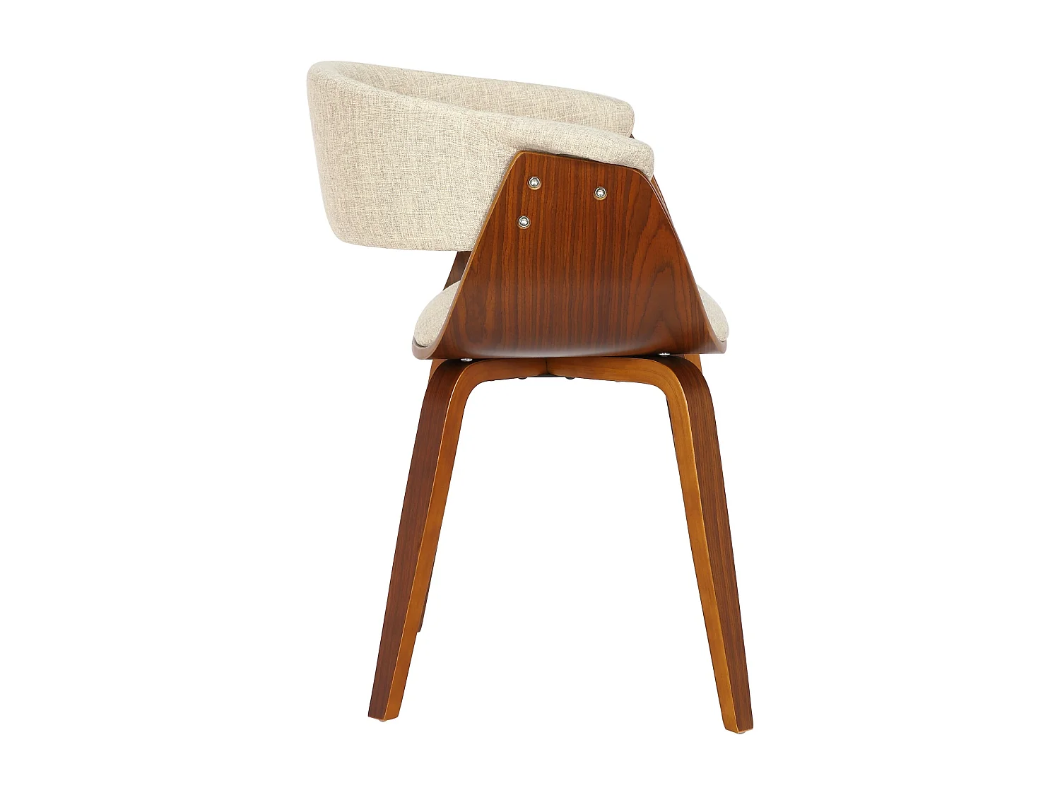 chaise salle à manger - Tissu & Noyer - Crème - Bruce