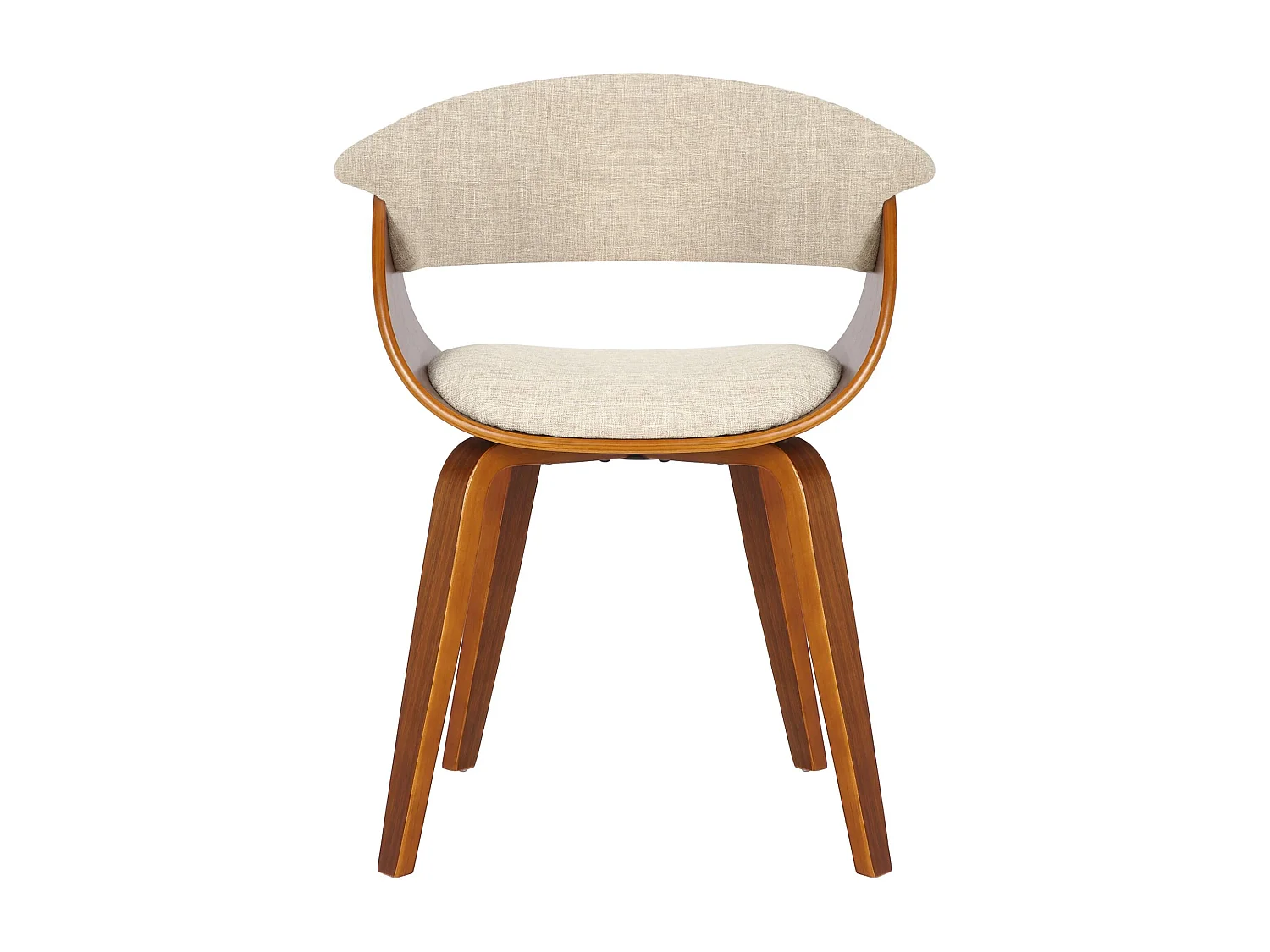 chaise salle à manger - Tissu & Noyer - Crème - Bruce