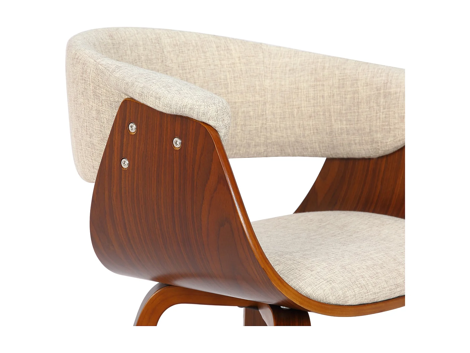 chaise salle à manger - Tissu & Noyer - Crème - Bruce