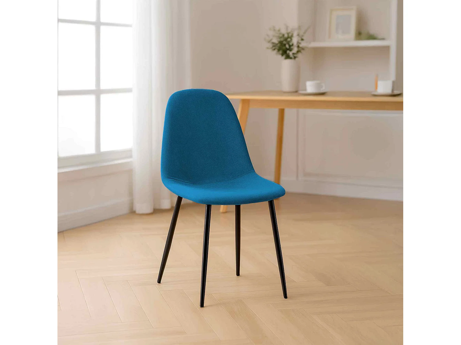 chaise salle à manger - Tissu - Bleu - Napier