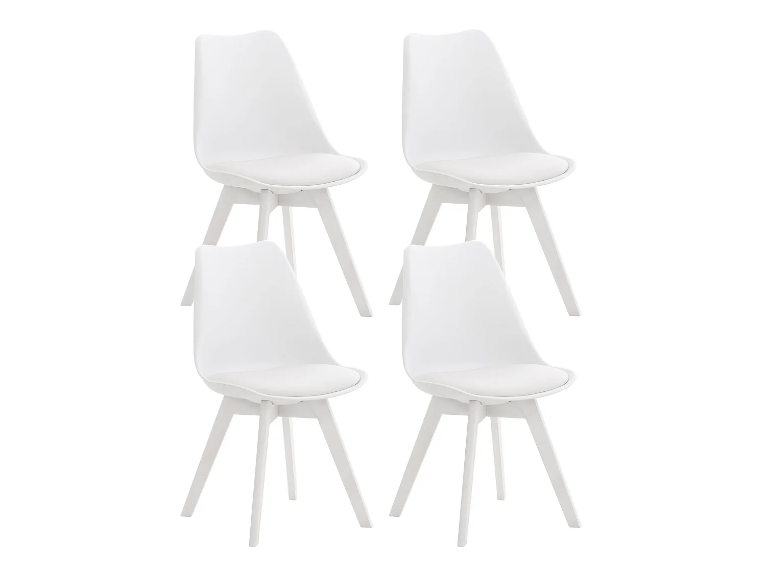 Lot de 4  chaise salle à manger - Plastique - Blanc / Blanc - Linares