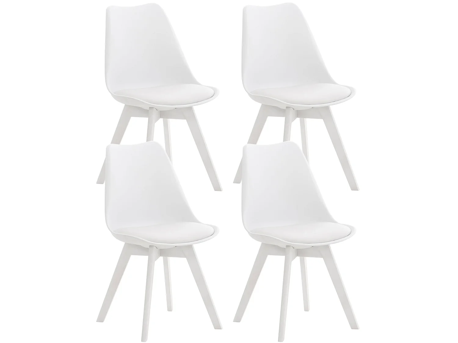 Lot de 4  chaise salle à manger - Plastique - Blanc / Blanc - Linares
