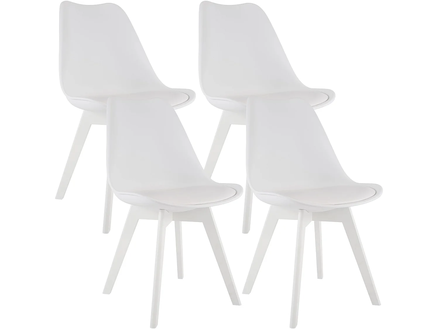 Lot de 4  chaise salle à manger - Plastique - Blanc / Blanc - Linares
