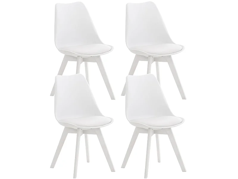 Lot de 4  chaise salle à manger - Plastique - Blanc / Blanc - Linares