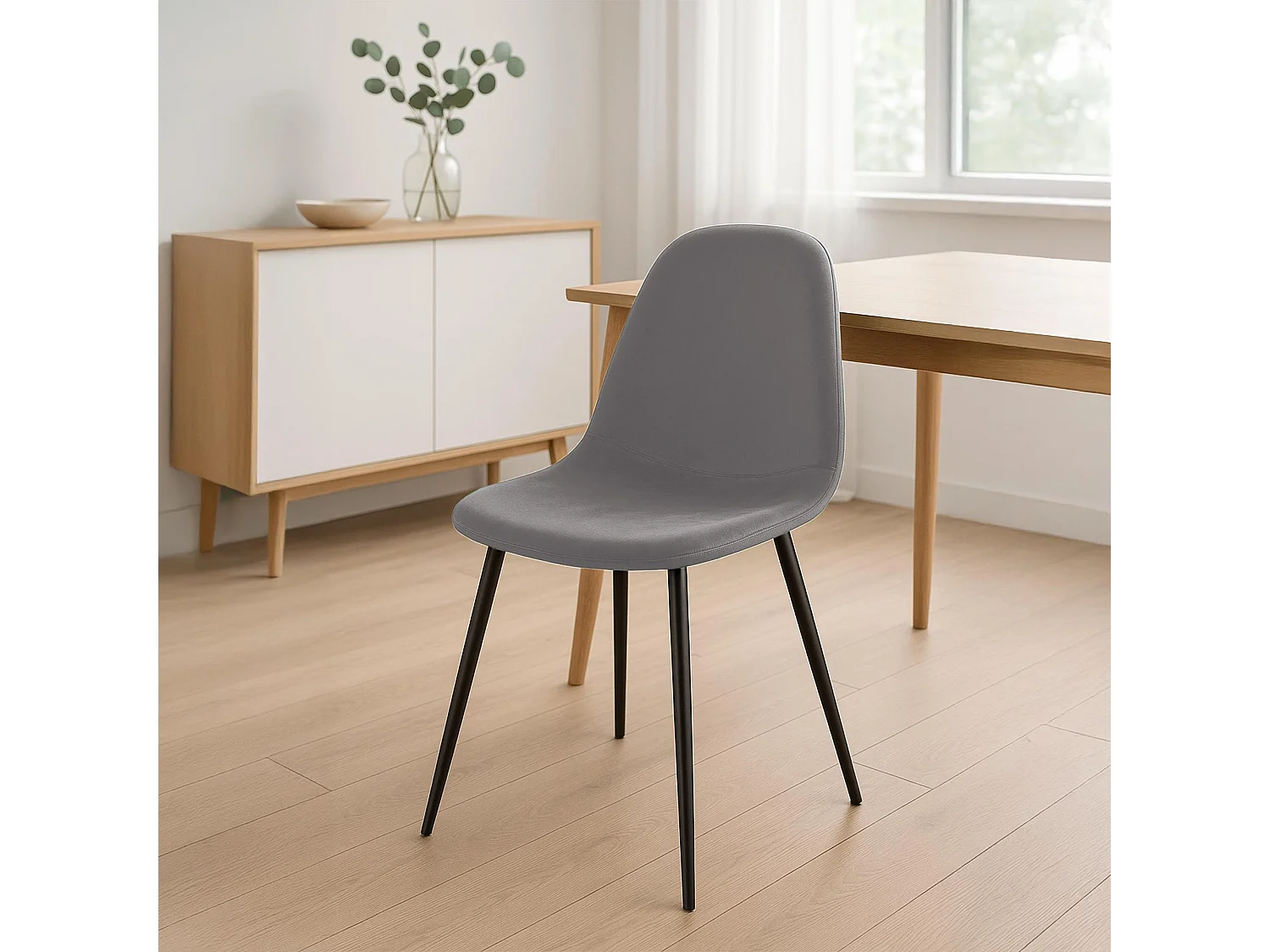 chaise salle à manger - Velours - Gris - Napier