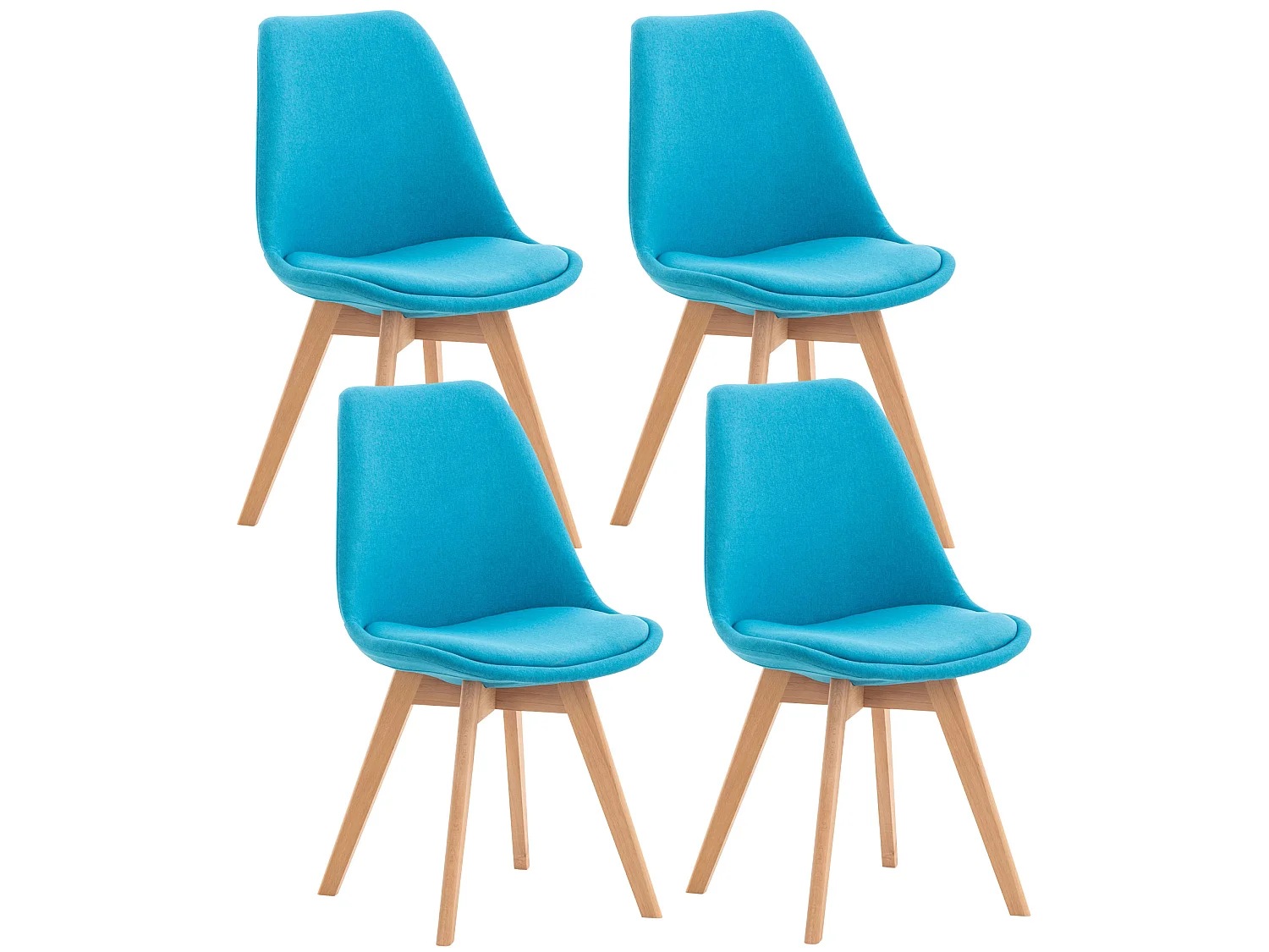 Set van 4  Eetkamerstoelen - Stof - turkis - Linares