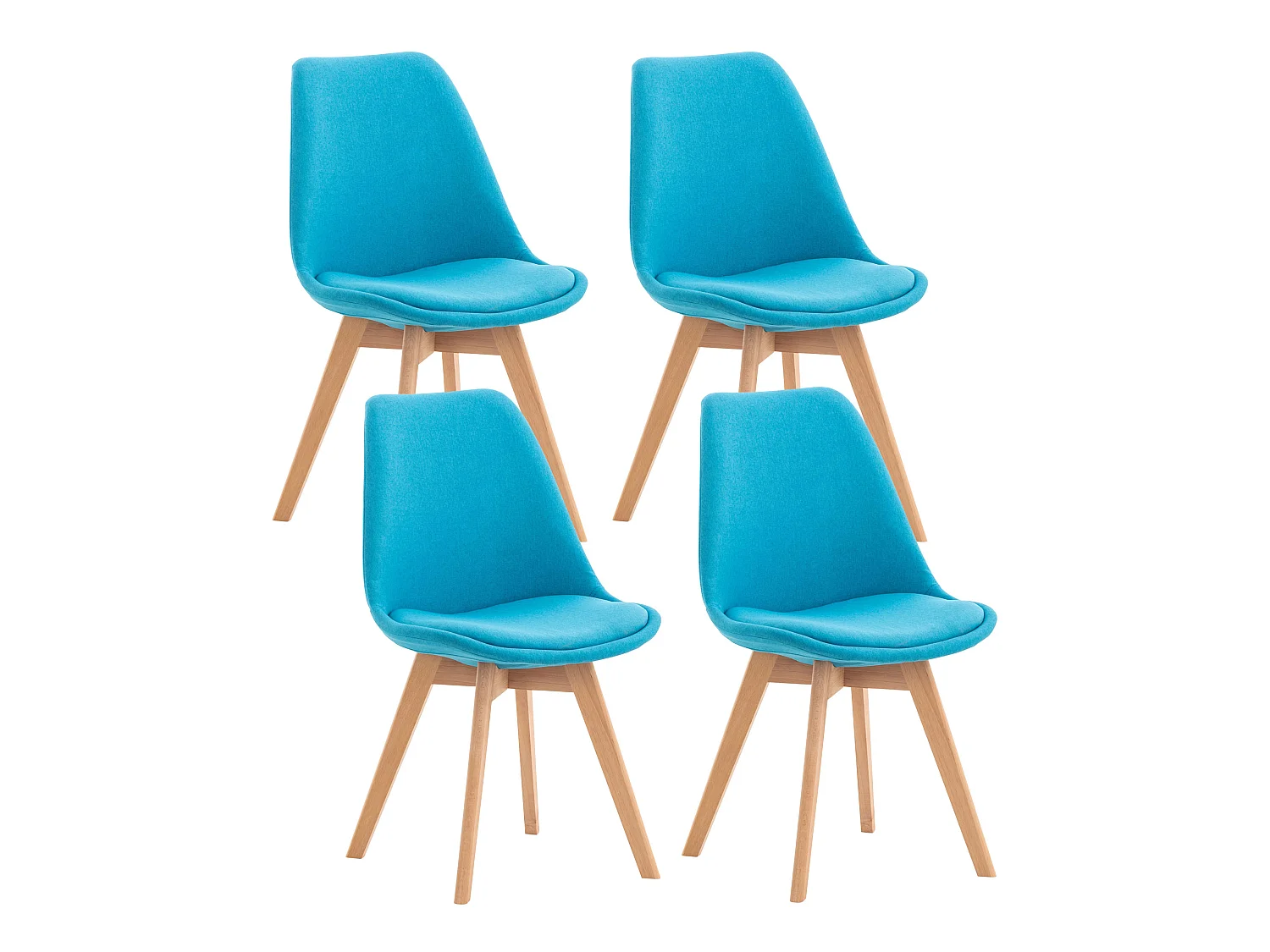 Lot de 4  chaise salle à manger - Tissu - Turquoise - Linares
