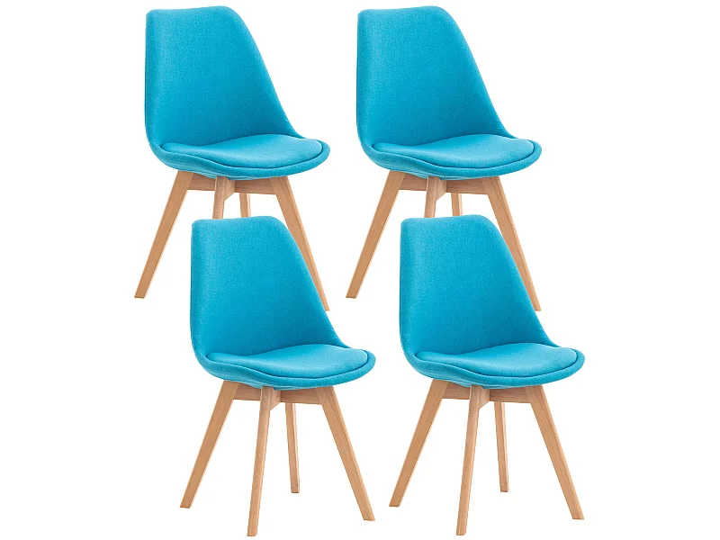 Lot de 4  chaise salle à manger - Tissu - Turquoise - Linares