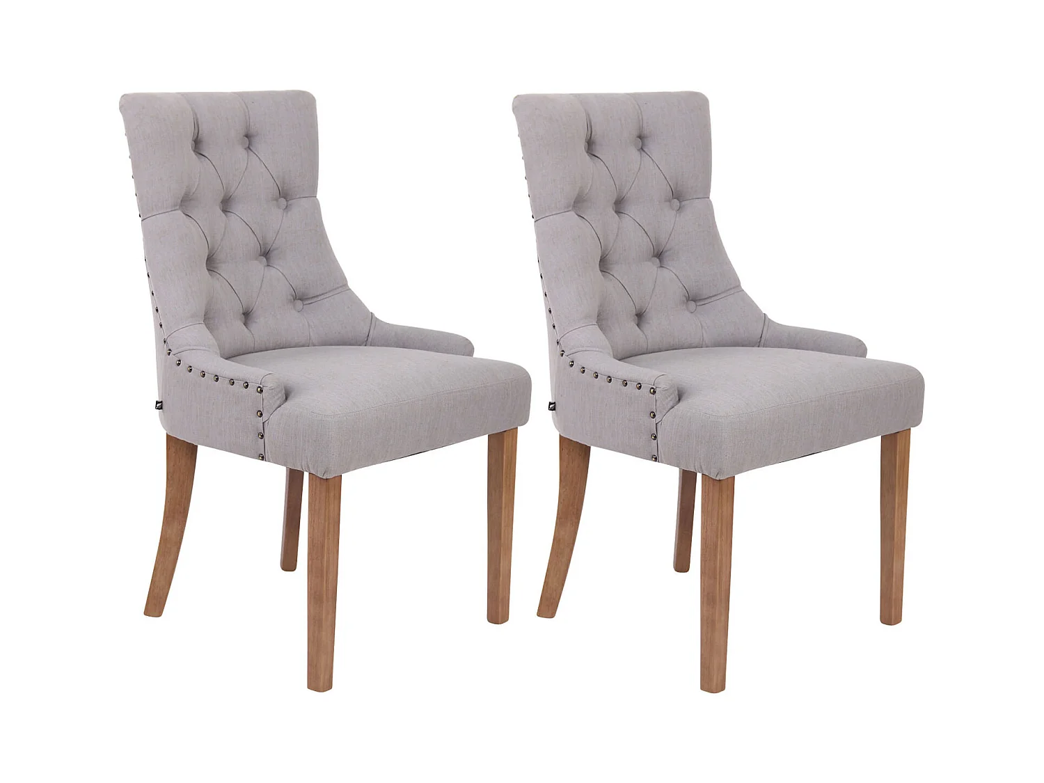 Lot de 2  chaise salle à manger - Tissu & Antique clair - Gris - Aberdeen