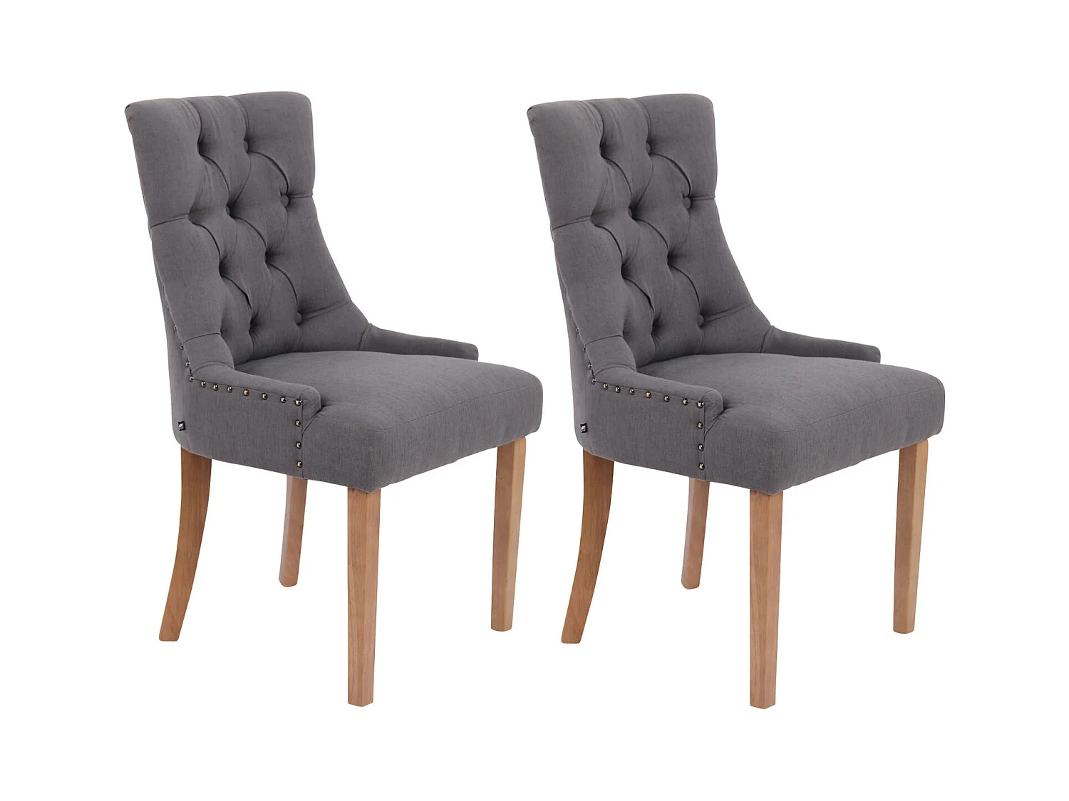 Lot de 2  chaise salle à manger - Tissu & Antique clair - Gris foncé - Aberdeen