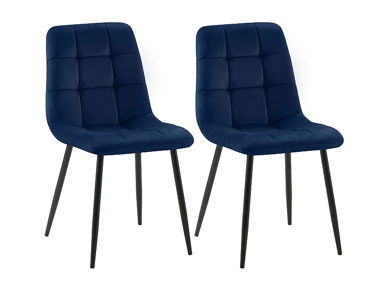 2er Set Esszimmerstuhl - Samt - blau - Tilde