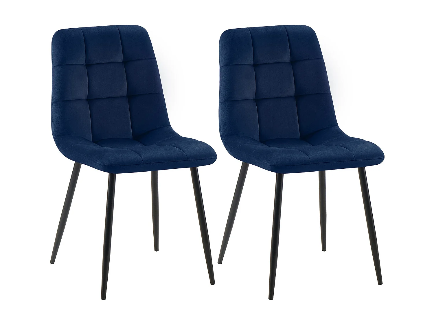 Lot de 2  chaise salle à manger - Velours - Bleu - Tilde