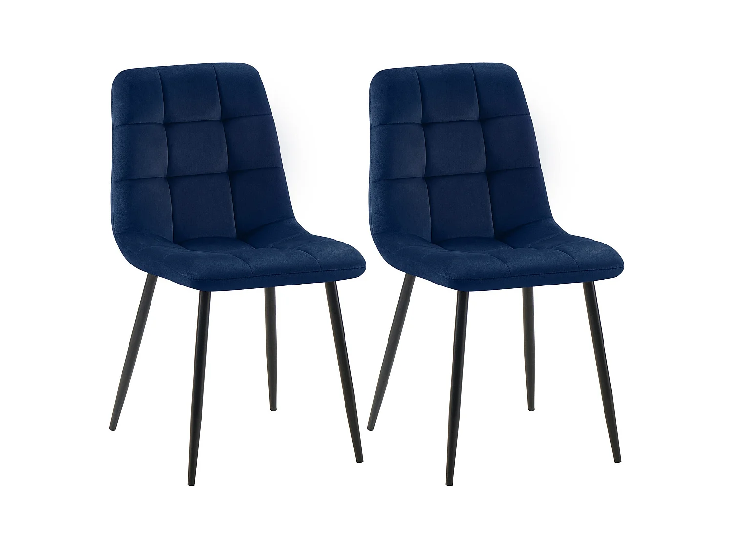 Lot de 2  chaise salle à manger - Velours - Bleu - Tilde
