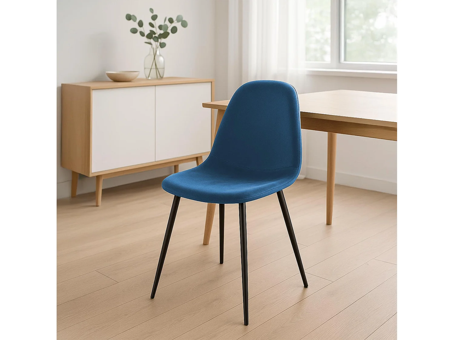 chaise salle à manger - Velours - Bleu - Napier