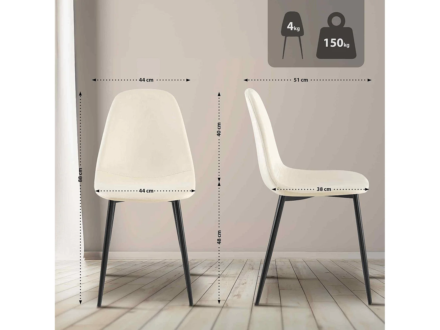 Eetkamerstoelen - Fluweel - creme - Napier