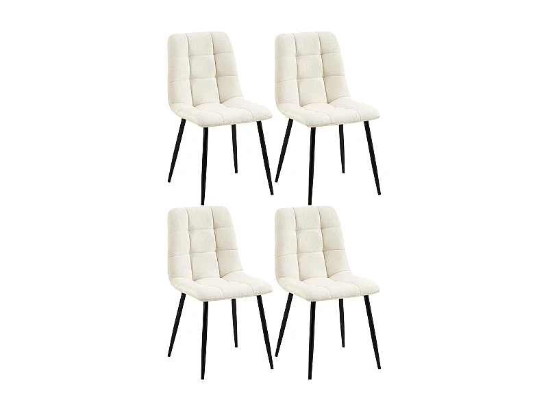 Lot de 4  chaise salle à manger - Tissu - Crème - Tilde