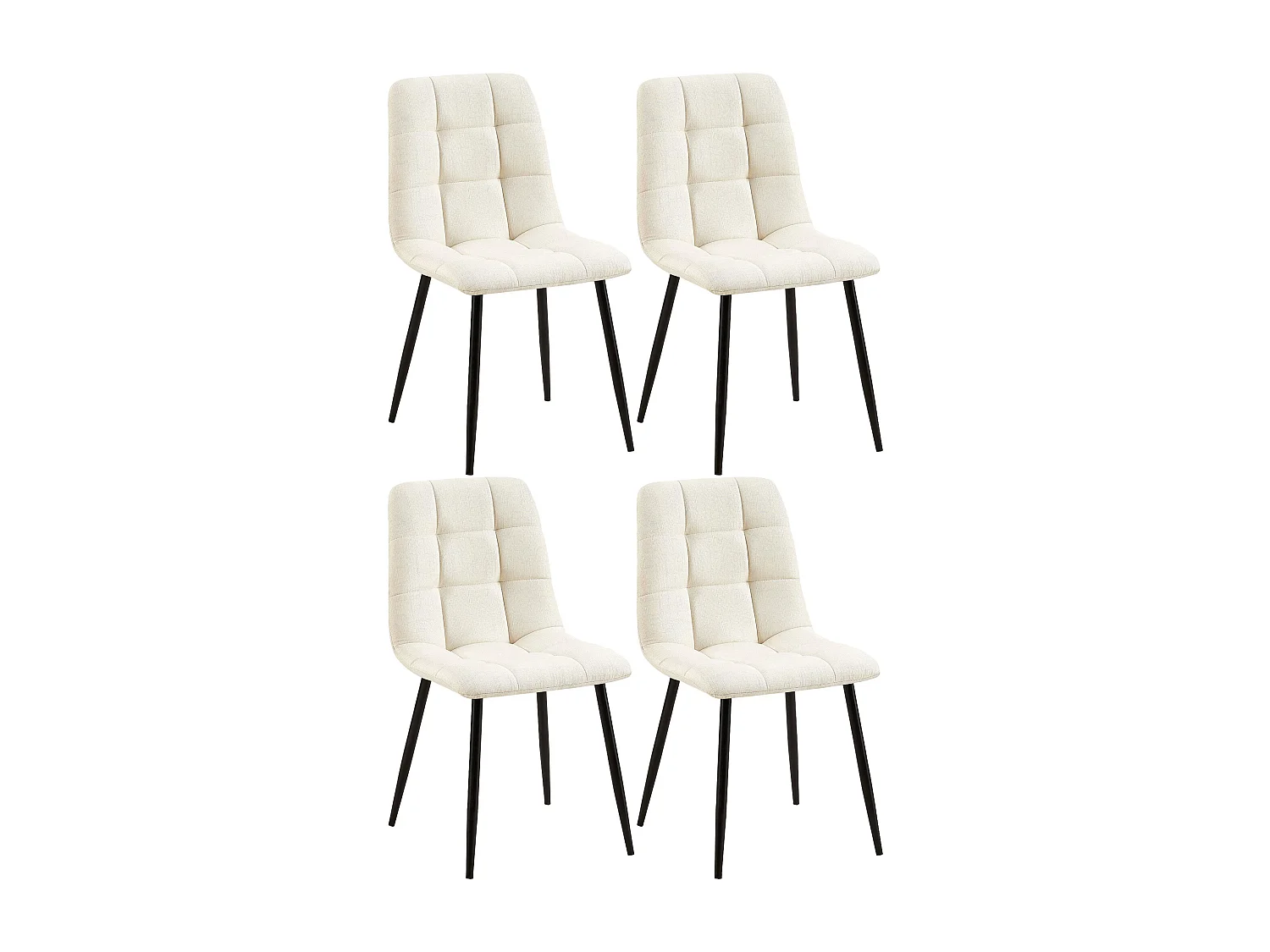 Lot de 4  chaise salle à manger - Tissu - Crème - Tilde
