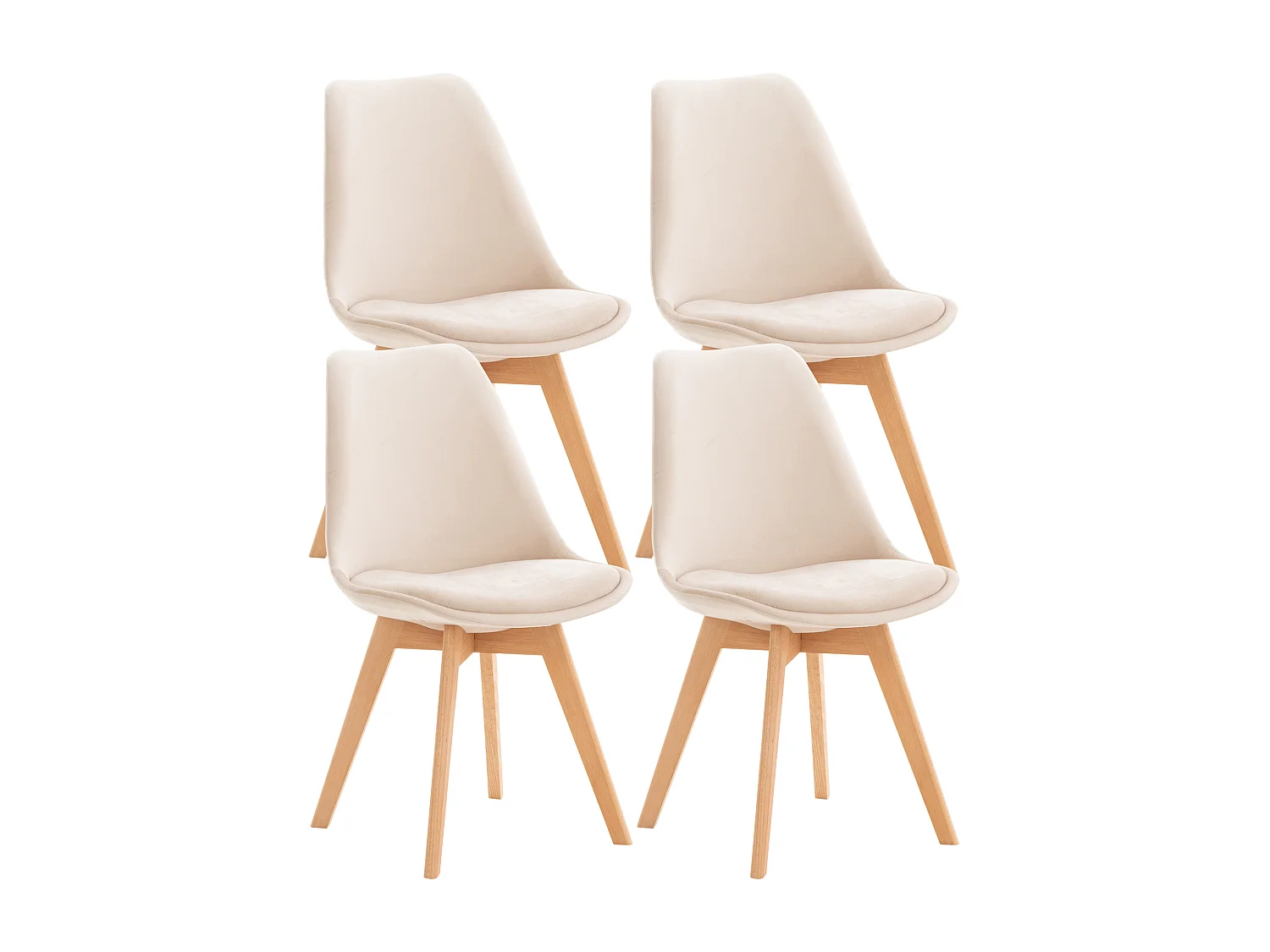 Set van 4  Eetkamerstoelen - Fluweel - beige - Linares