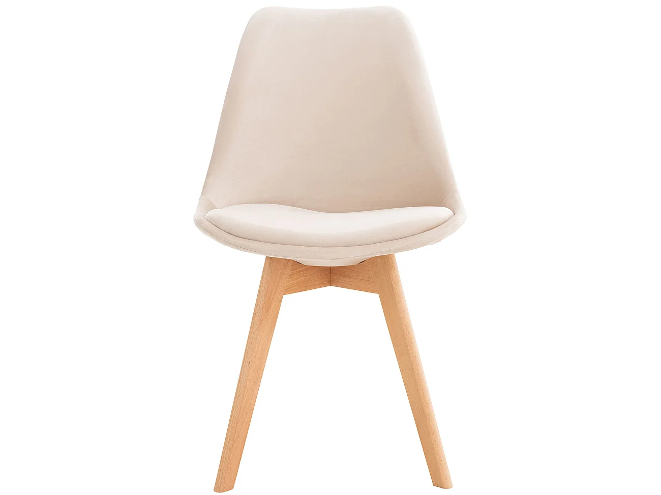 Lot de 4  chaise salle à manger - Velours - Beige - Linares