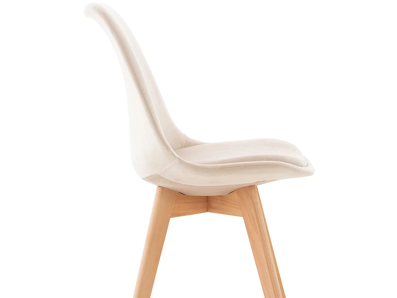 Lot de 4  chaise salle à manger - Velours - Beige - Linares