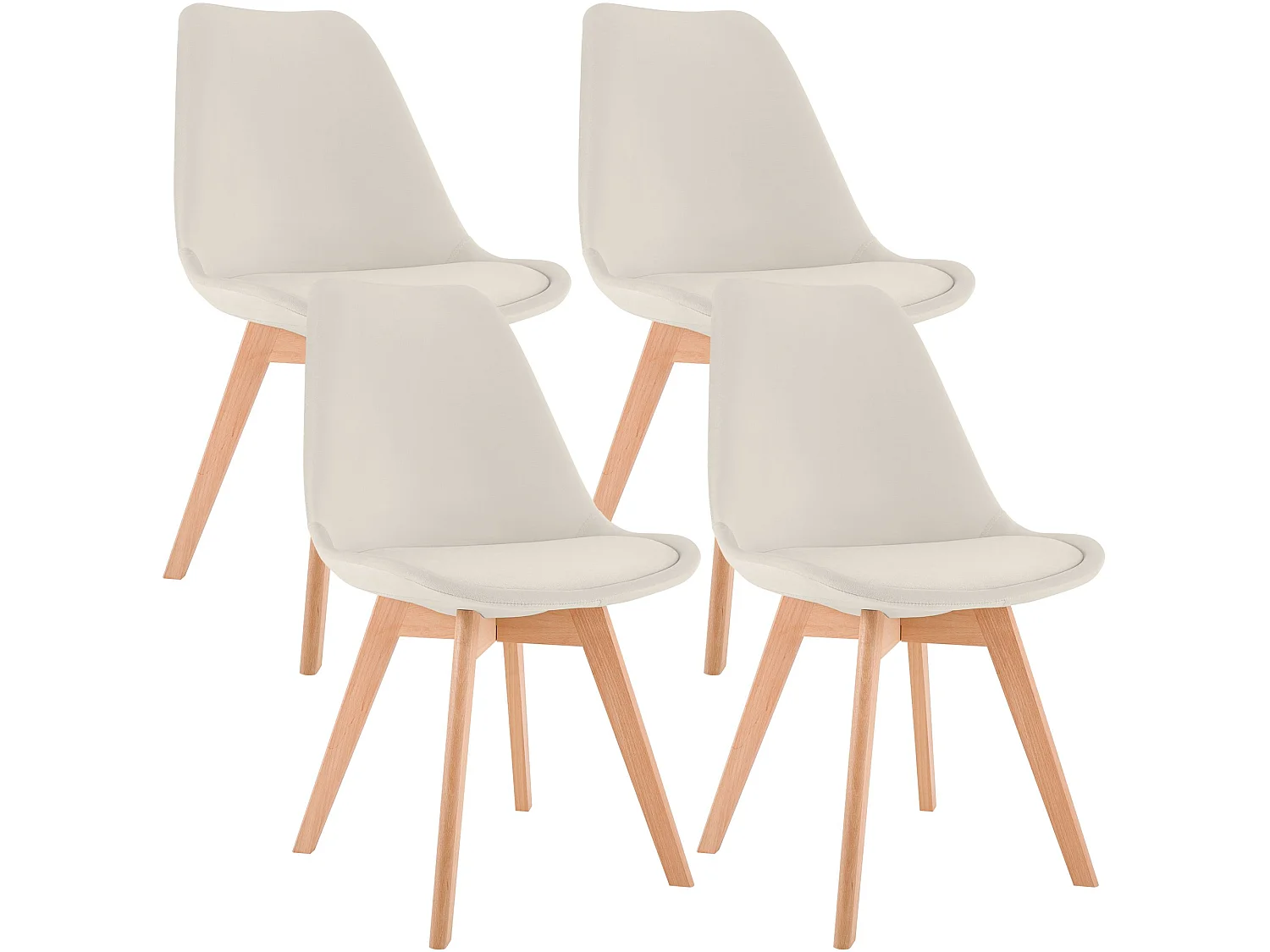 Lot de 4  chaise salle à manger - Velours - Beige - Linares