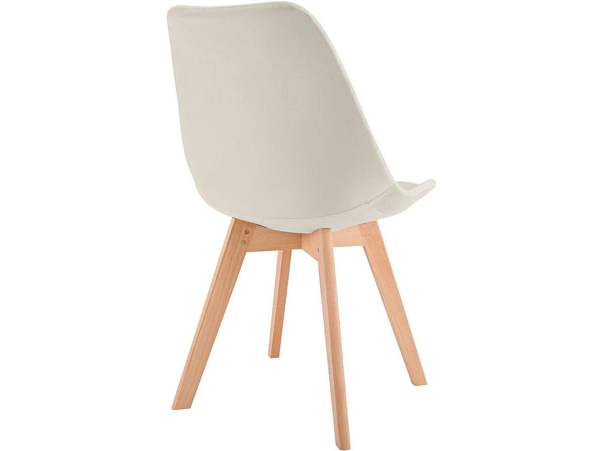 Lot de 4  chaise salle à manger - Velours - Beige - Linares