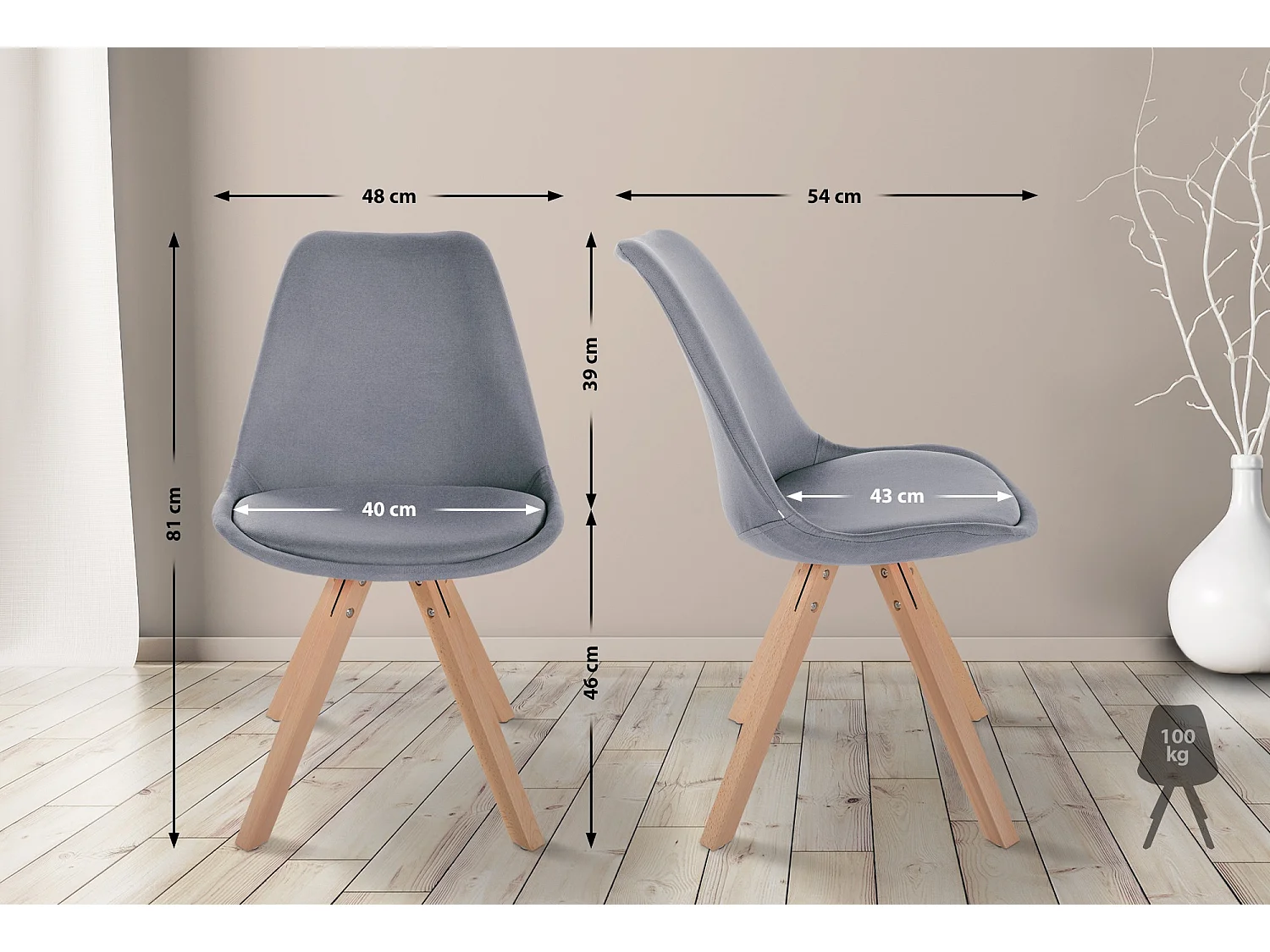 chaise salle à manger - Tissu & Nature (carré) - Gris clair - Sofia