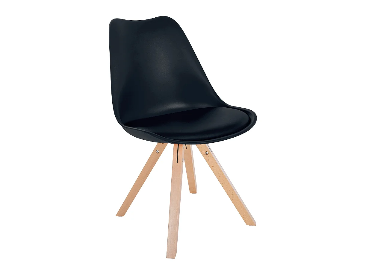 Lot de 4  chaise salle à manger - Plastique & Nature (carré) - Noir - Sofia