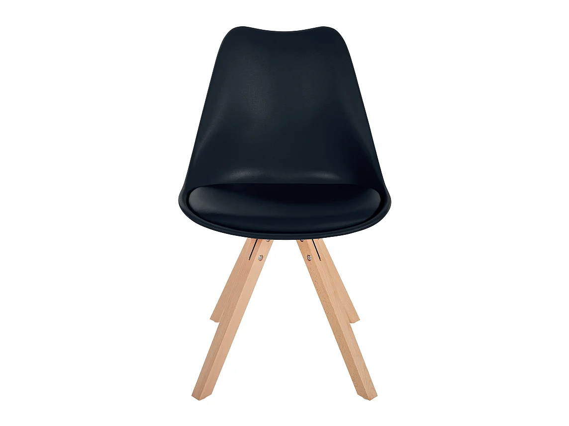Lot de 4  chaise salle à manger - Plastique & Nature (carré) - Noir - Sofia