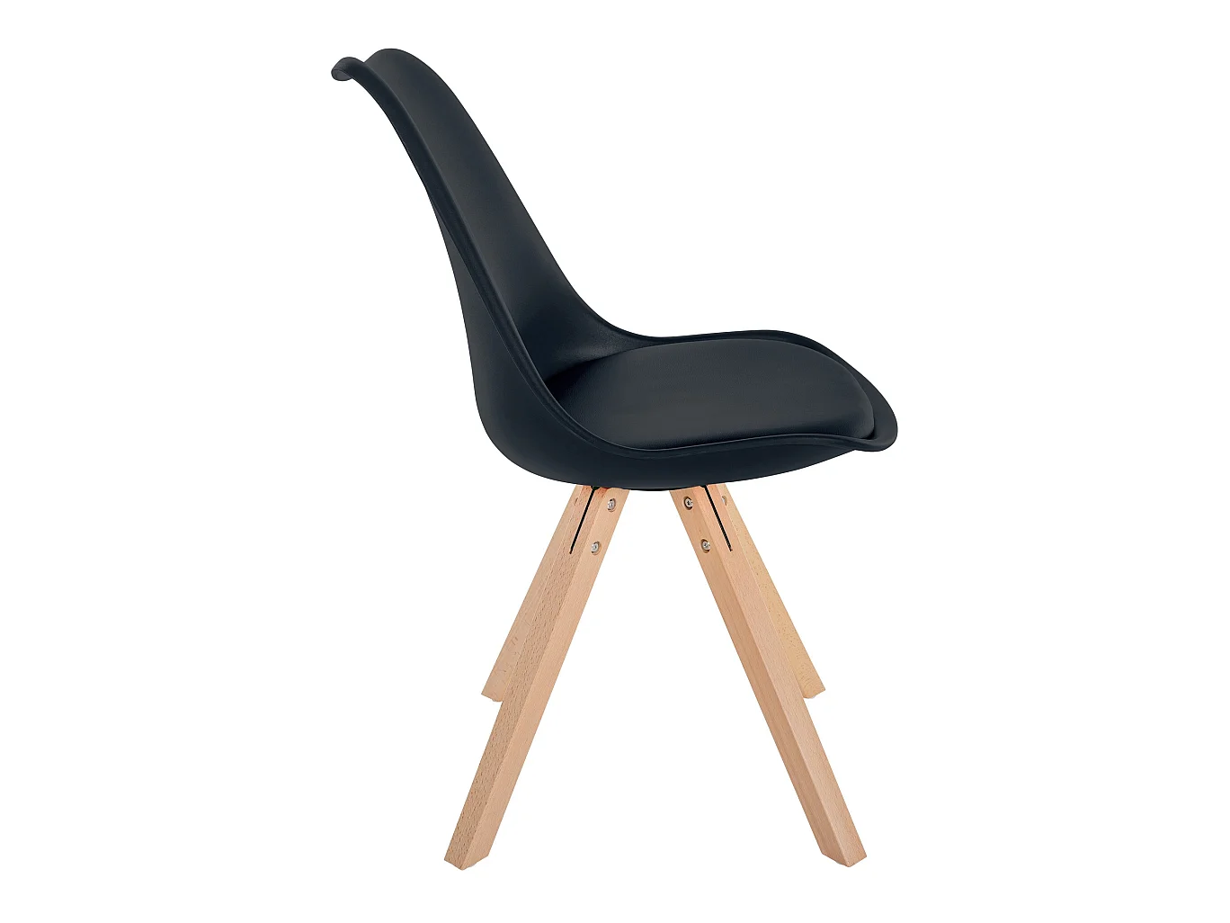 Lot de 4  chaise salle à manger - Plastique & Nature (carré) - Noir - Sofia
