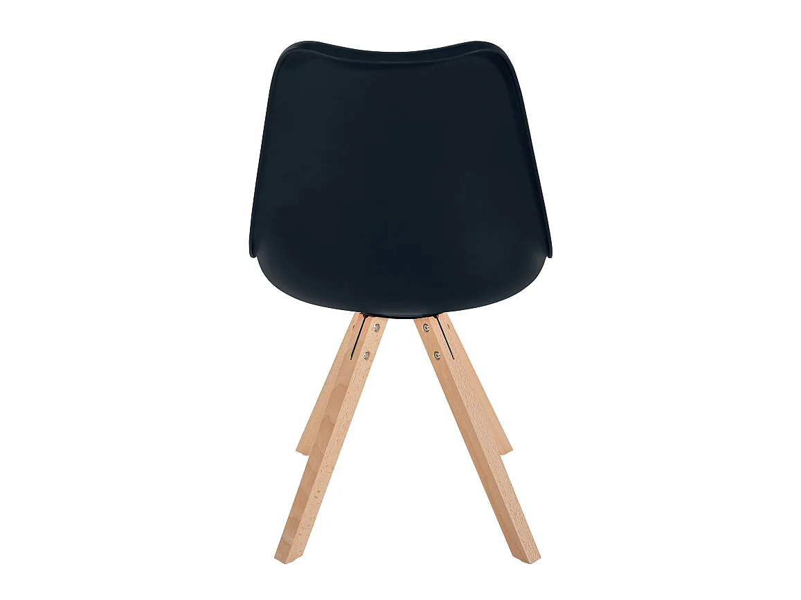 Lot de 4  chaise salle à manger - Plastique & Nature (carré) - Noir - Sofia