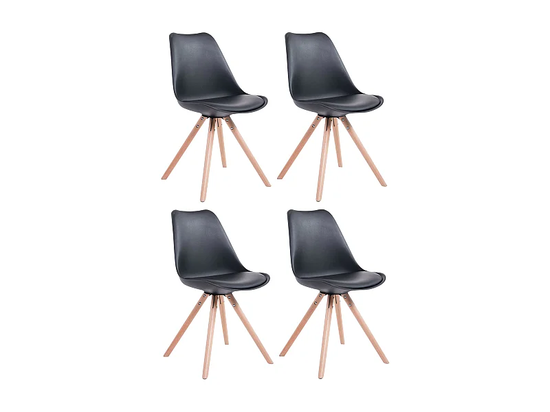 Set van 4  Eetkamerstoelen - Kunstleer & natura - zwart - Toulouse