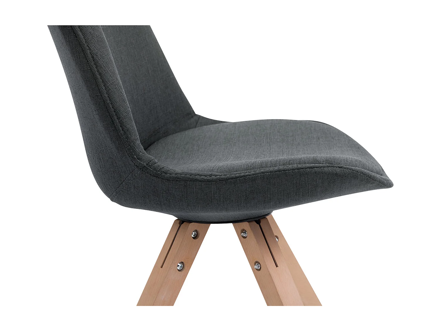 Set van 4  Eetkamerstoelen - Stof & natura - donkergrijs - Toulouse