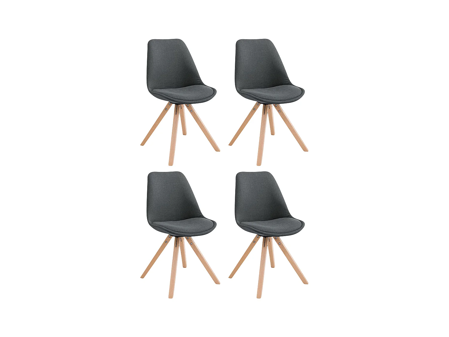Lot de 4  chaise salle à manger - Tissu & Nature - Gris foncé - Toulouse