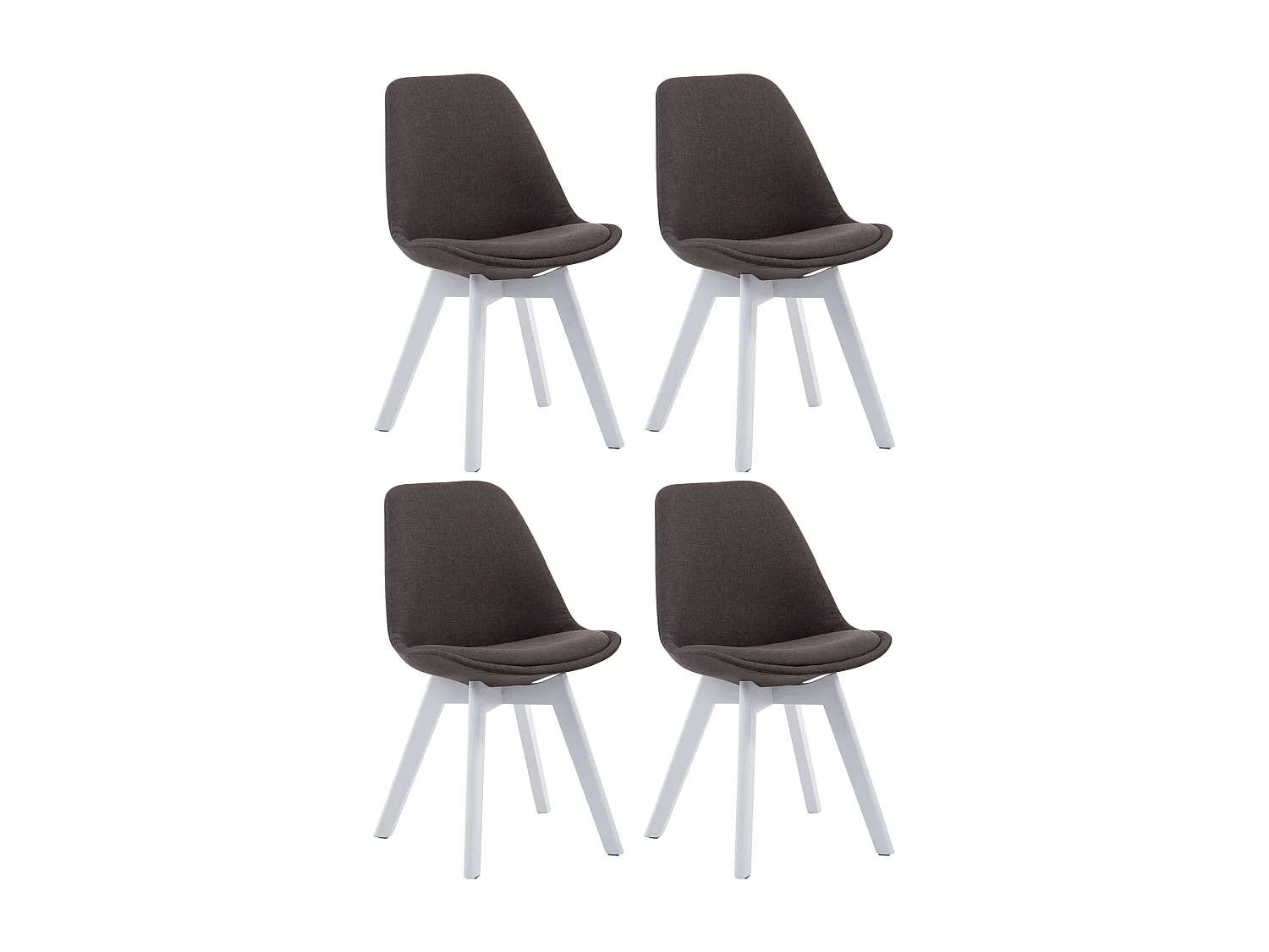 Lot de 4  chaise salle à manger - Tissu & Blanc - Gris foncé - Borneo V2