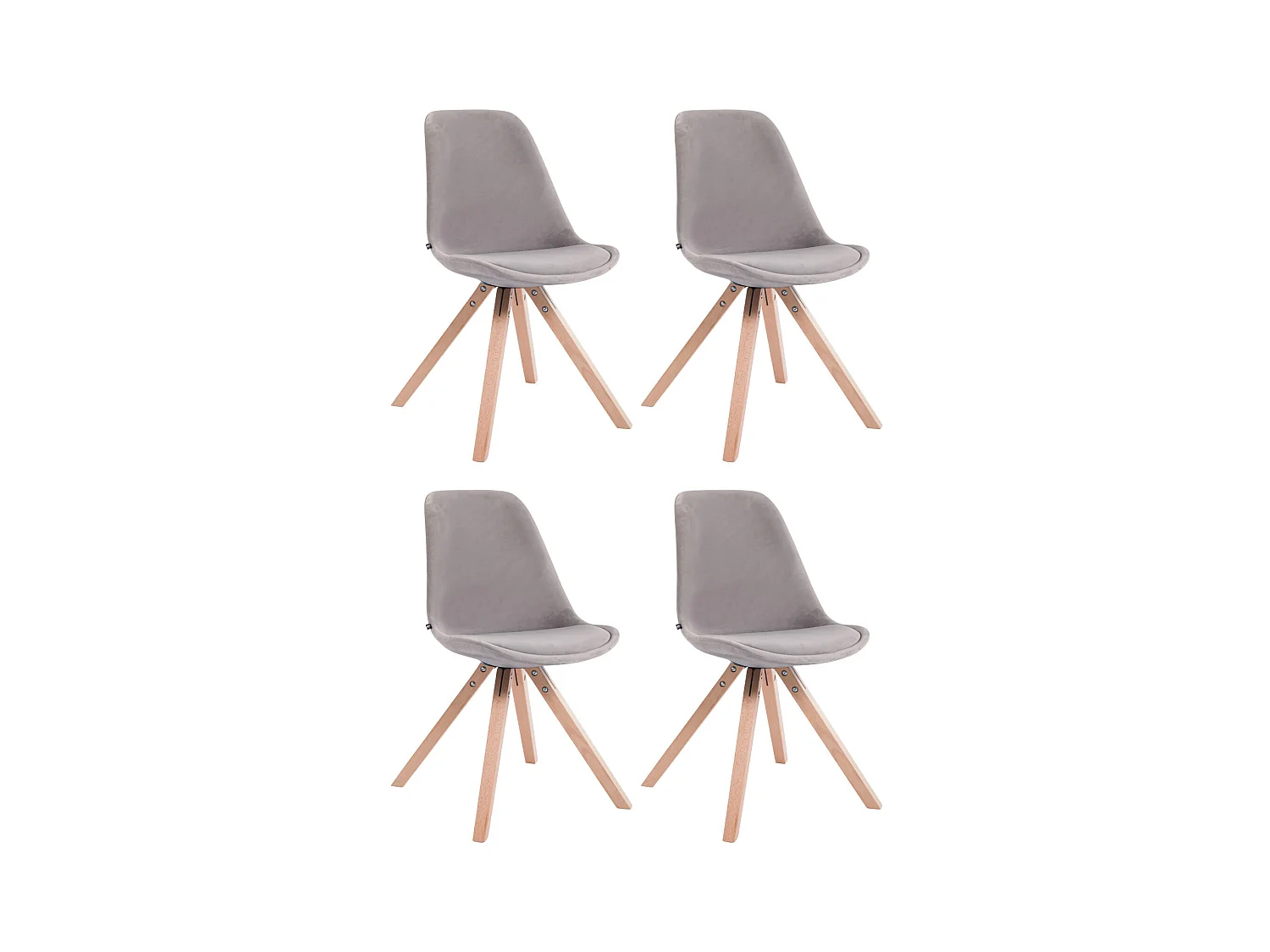 Lot de 4  chaise salle à manger - Velours & Nature - Gris - Toulouse