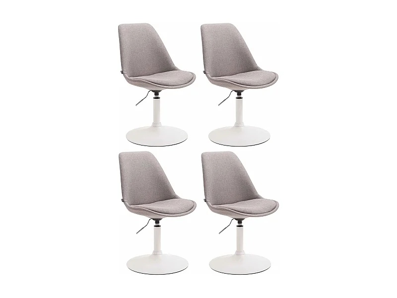 Lot de 4  chaise salle à manger - Tissu & Blanc - Gris - Maverick