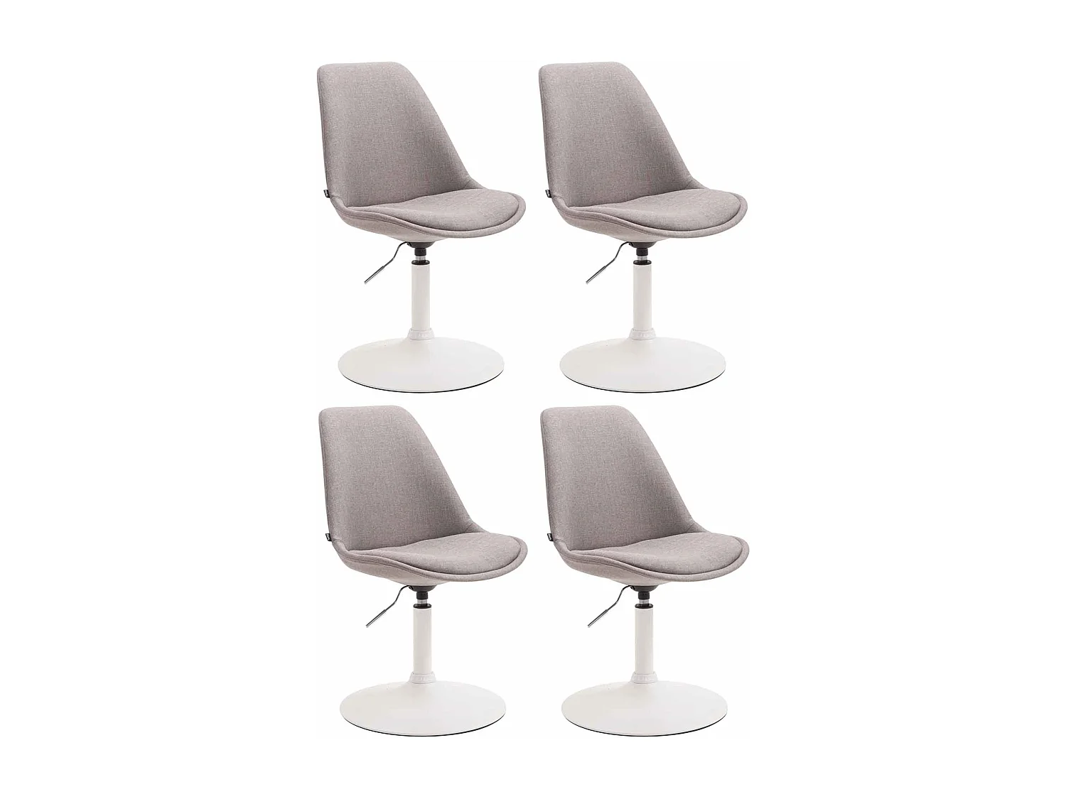 Lot de 4  chaise salle à manger - Tissu & Blanc - Gris - Maverick