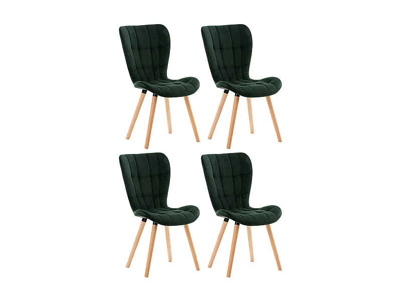Lot de 4  chaise salle à manger - Velours - Vert - Elda
