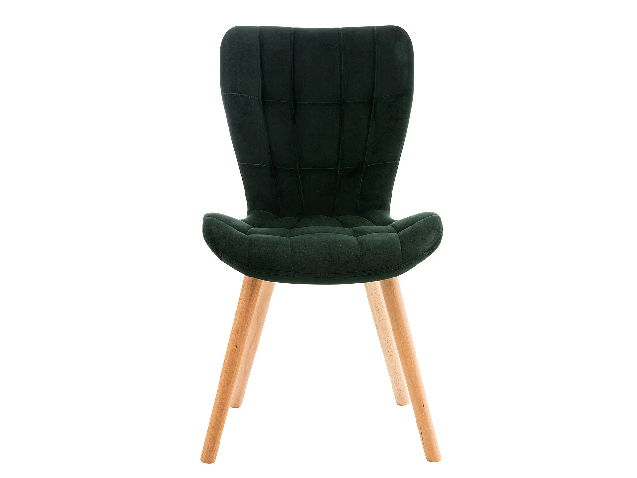 Lot de 4  chaise salle à manger - Velours - Vert - Elda