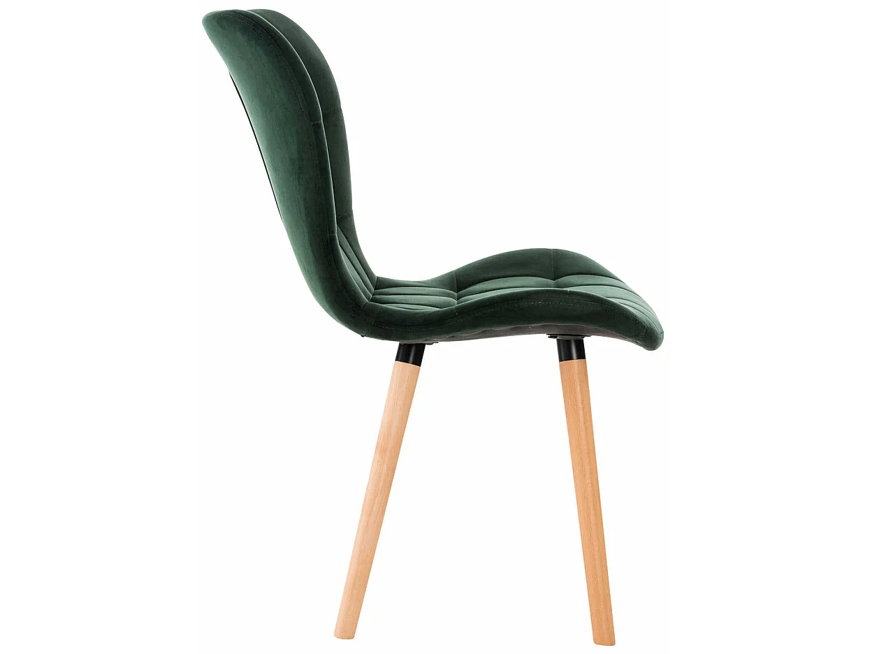 Lot de 4  chaise salle à manger - Velours - Vert - Elda