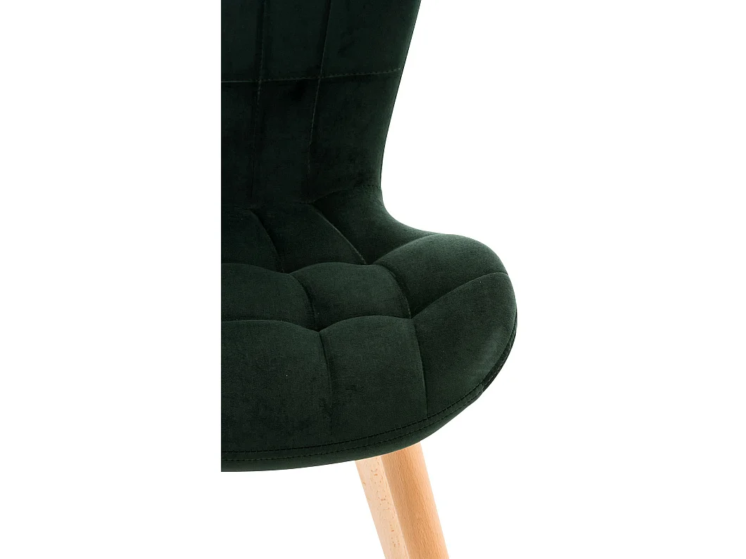 Lot de 4  chaise salle à manger - Velours - Vert - Elda