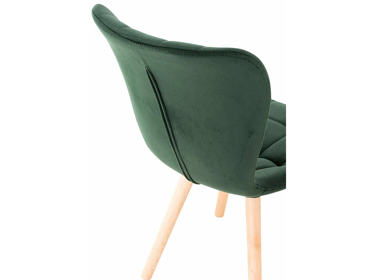 Lot de 4  chaise salle à manger - Velours - Vert - Elda