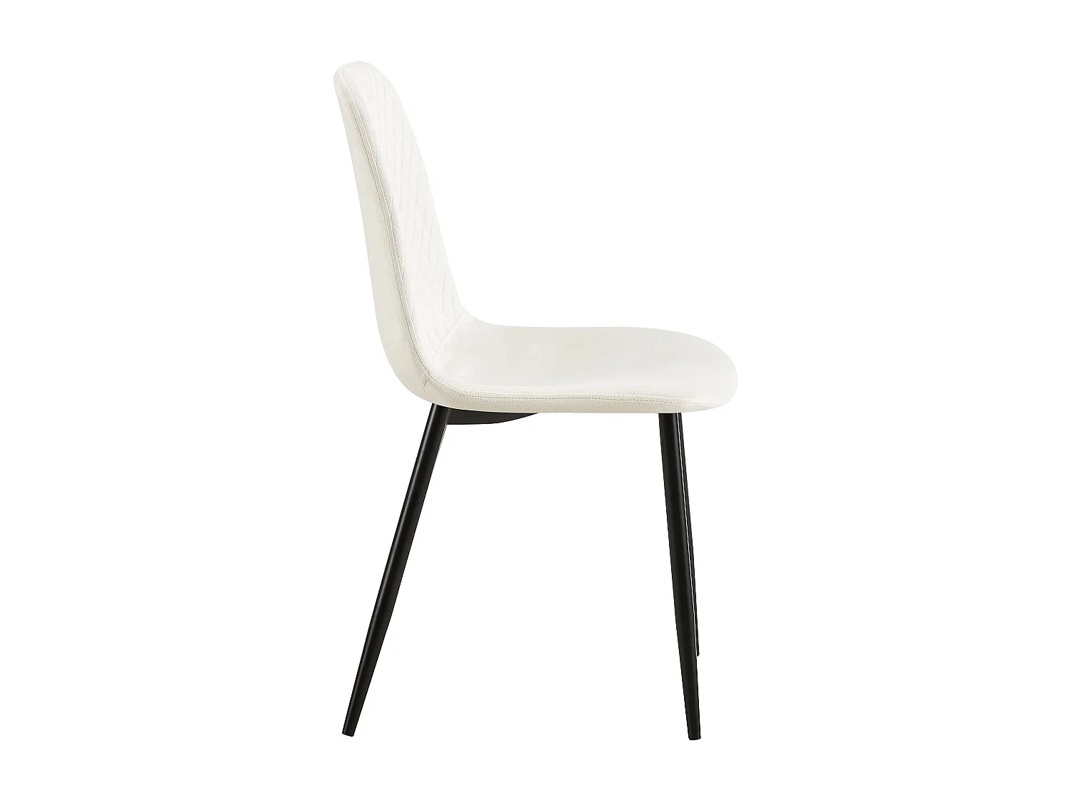 Lot de 4  chaise salle à manger - Velours - Blanc crème - Giverny