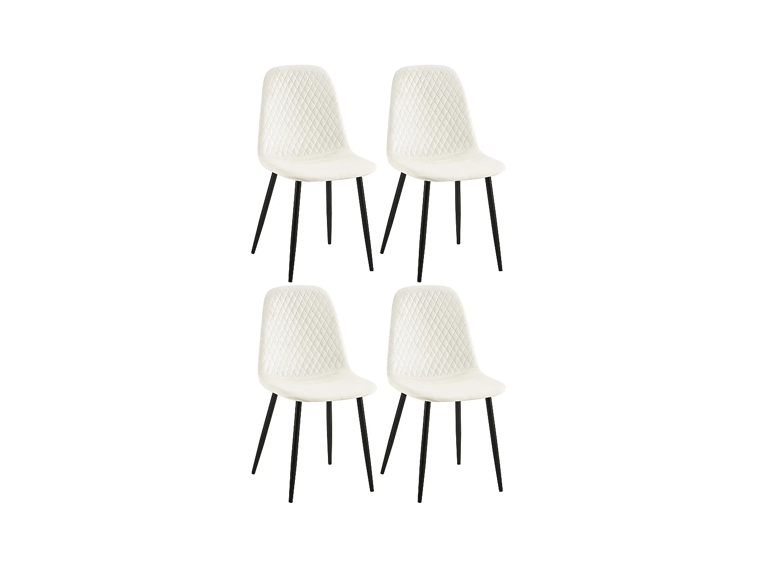 Lot de 4  chaise salle à manger - Velours - Blanc crème - Giverny