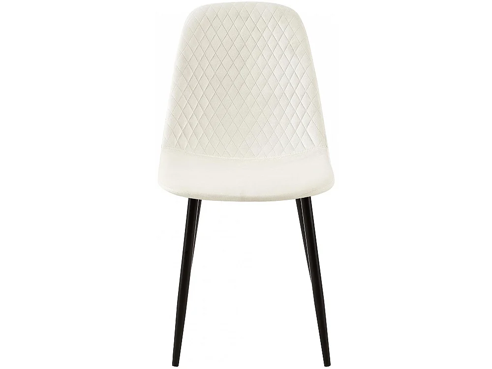 Lot de 4  chaise salle à manger - Velours - Blanc crème - Giverny