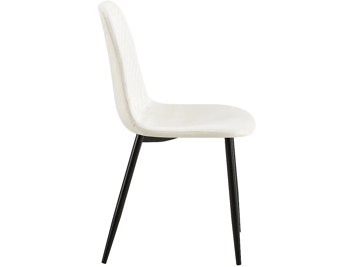 Lot de 4  chaise salle à manger - Velours - Blanc crème - Giverny