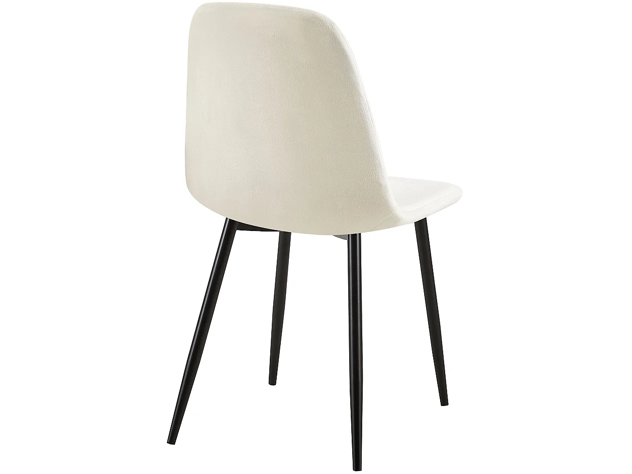 Lot de 4  chaise salle à manger - Velours - Blanc crème - Giverny